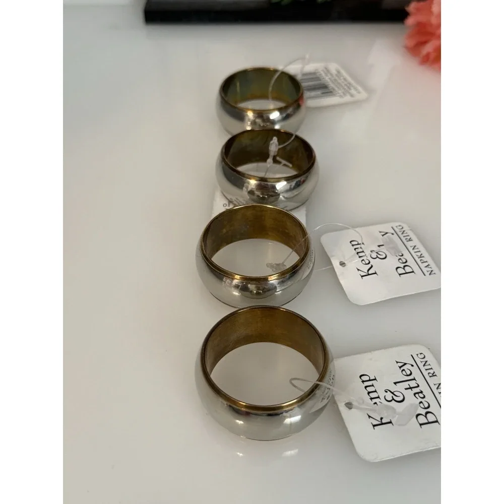Lot Of 4 Kemp And Beatley‎ Napkin Rings Silver And Gold Tone New With Tags Vtg